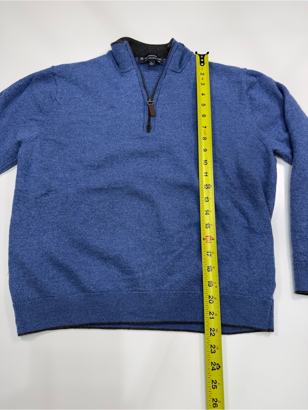Hart Schaffner Marx 100% Extra Fine Merino Wool Royal Blue Half-Zip V-Neck - Picture 3 of 7